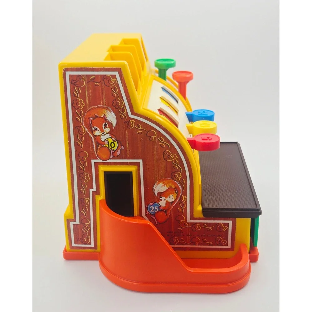 Vintage 1974 Fisher-Price Cash Register 926 Toy with 6 Coins Retro Bell WORKS